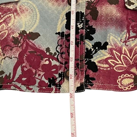 Amber Sun Boho Floral Paisley Textured Denim/Jean Jacket Pastel Blue, Purple L - Picture 10 of 10